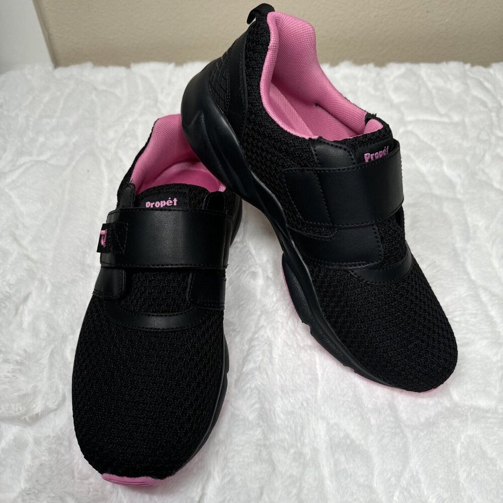 Propet Stability Shoes Women 10.5 D Black Pink X Strap Active Orthopedic Walk
